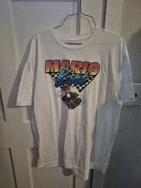 Nintendo Mario Kart White Graphic Tee with Multicolor Logo
